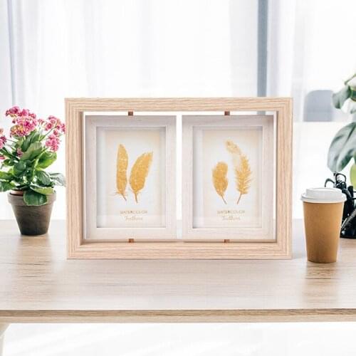 1PC Rotating Photo Frame Wooden Picture Frames Nordic Photo Dispaly Stand DIY Home Living Room Decoration