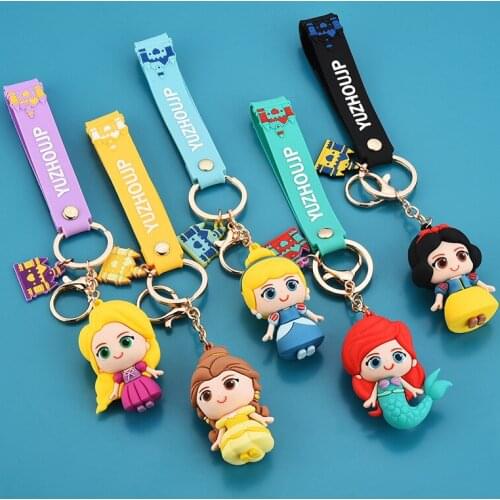 Hasbro Frozen Magic Princess Queen Elsa Anna Cinderella Snow White Figurine Anime Dolls Keychain for Kids Decoration Toy Gift