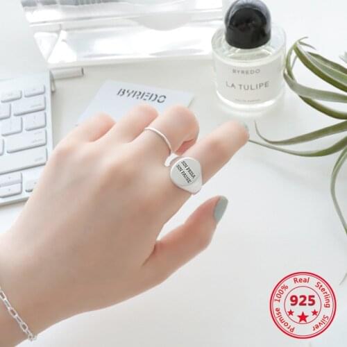 Factory Price 100% 925 Silver Fashion Minimalism Delicate Letter Rings Fine Jewelry for Female