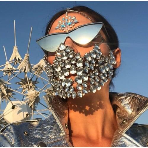 Stonefans Designer Halloween Luxury Face Mask Wedding for Women Fashion Masquerade Rhinestone Elasticity Jewelry Mask Party Gift