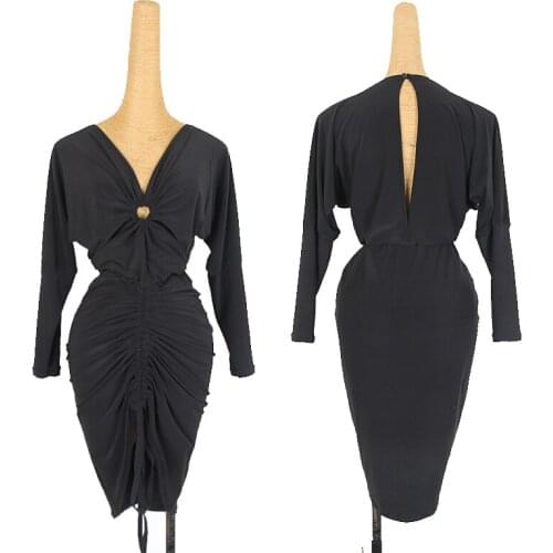 Latin Dance Dress For Women Sexy Long Sleeve Practice Clothing Latin Competition Dress Rumba Tango Performance Costume DQL4418