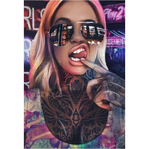 5D DIY Diamond Painting Bad Girl Tattoo Graffiti Full Square Drill Embroidery Rhinestone Cross Stitch Kit Home Decoration Crafts