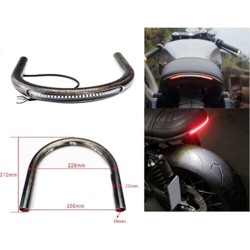 7/8 Inch Motorcycle Cafe Racer Rear Seat Frame Hoop Loop LED Brake Turn Tail Light Universal Modified