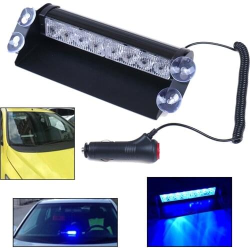 8 LED Blue Emergency Police Car Truck Dashboard Warning Flash Strobe Light