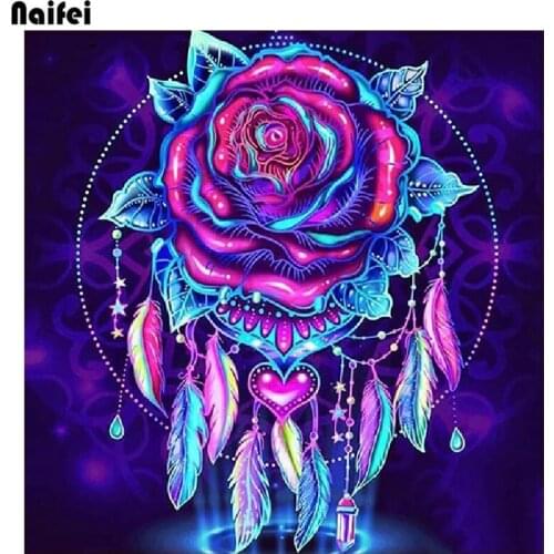 5D DIY Diamond Painting Rose Feather Diamond Embroidery Flower Diamond Mosaic Full Square Round Drill Handicraft Decor For Home