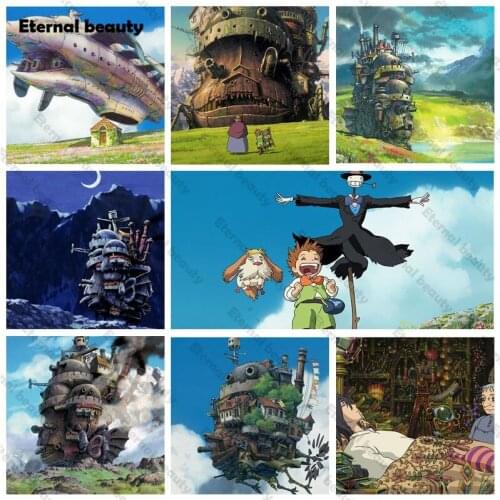 Movie Art Diamond Painting Full Round Drill Diy 5D Japanese Anime Embroidery Cross Stitch Wall Art Picture Home Decoration Gift