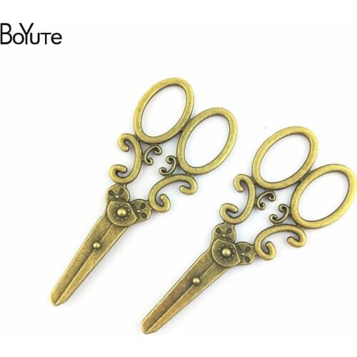 BoYuTe (20 Pieces/Lot) 30*75MM Wholesale Antique Bronze Silver Plated Zinc Alloy Metal Big Scissor Pendant Jewelry Charms