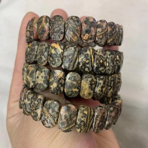 Leopard Jaspers Stone Beads Bracelet Natural Gem stone Jewelry Bangle For Woman For Man Wholesale