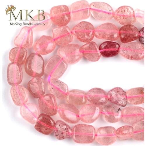Natural Stone Strawberry Quavtzs Crystal Irregular Loose Beads For Jewelry Making DIY Bracelet Necklace Jewellery 8-10mm 15"