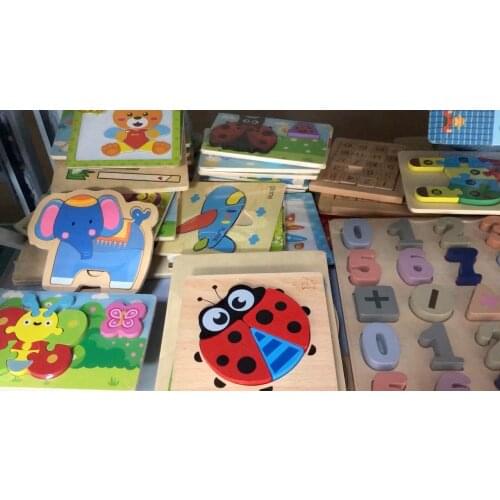 Custom Kids Wooden 3D Puzzle Jigsaw Toys For Children Cartoon Animal Vehicle Wood toddler Puzzles