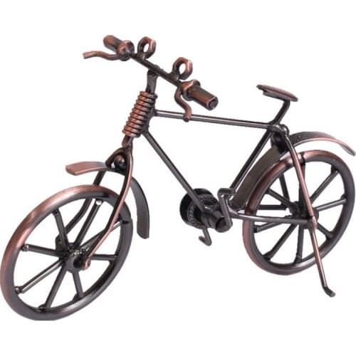 17cm length Vintage Metal Vintage Bike Model Bicycle Ornaments Boy Gift Desktop Decoration Do Old Home Decor Bronze YWSM59