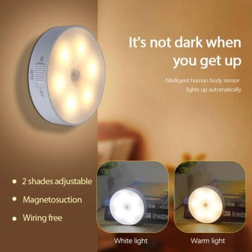Two-color Night Light Motion Sensor LED Lamp Rechargeable Night Light Wireless LED Human Body Induction Light Bedroom Lamp
