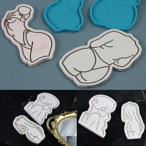 Sexy Woman Back View Silicone Coaster Tray Mold for Diy Handmade Plaster Resin Epoxy Mould Crafts Home Decorating