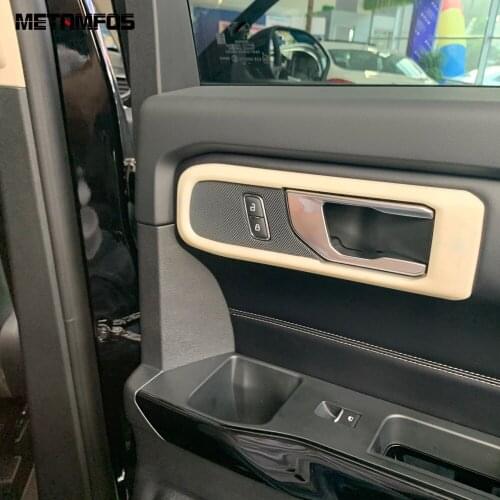 For Ford Explorer 2020 2021 Carbon Fiber Inside Door Handle Bowl Cover Trim Molding Decoration Frame Accessories Car Styling