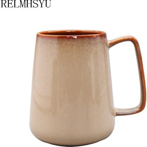 1PC RELMHSYU Japanese Style Retro Kiln Ceramic Coffee Milk Breakfast CupGift Water Mug Drinkeware
