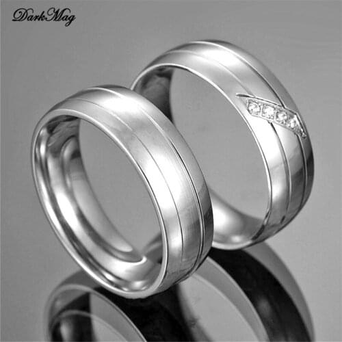 DarkMag Classic Engagement Wedding Rings For Women Men Jewelry Stainless Steel Couple Wedding Bands Fashion Brands Jewelry