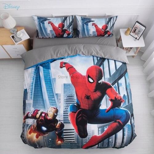 Spider Man Iron Man Bedding Set Captain America Duvet Cover Children Comforter Cover Bed Sheet Pillowcases Twin Full Queen Size