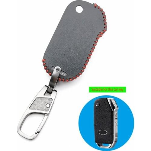 Leather key fob Protect skin cover case cap hood for Kia ceed CD 2018 2019 sportage R Stinger sorento Cerato flip folding remote