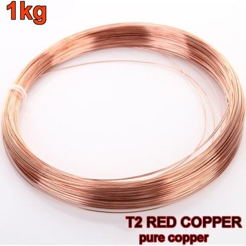 1 kg Red Copper line T2 Copper Wire Diameter 0.5 0.8 1 1.5 2 2.5 3 4 5mm Pure Copper Wire 1kg Bare Wire