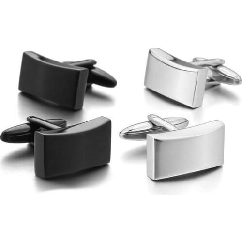 Hot Sales Stainless Steel Cufflinks Black Classic Surface Plain Wedding Business Mens Shirt Cuff Links Wholesale 10pairs/lot