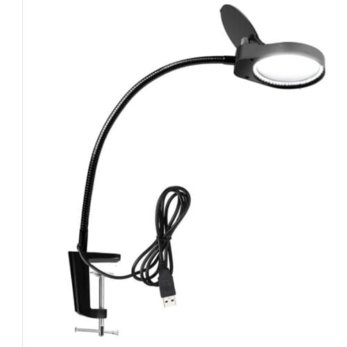 Illuminating Magnifier High Magnification 8X 15X Magnifying Glass with Led Lights Table Clamp Lamp