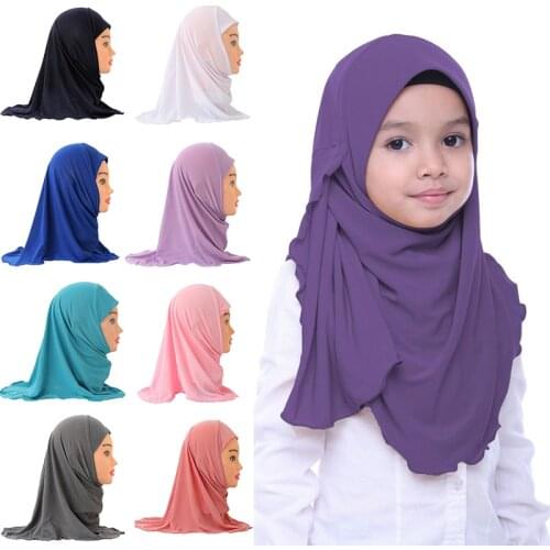 Muslim Girls Instant Scarf Hijab Islamic Kids Turban Headscarf Head Wrap Shawls Soft Stretchable Kid Abaya Burqa for Children