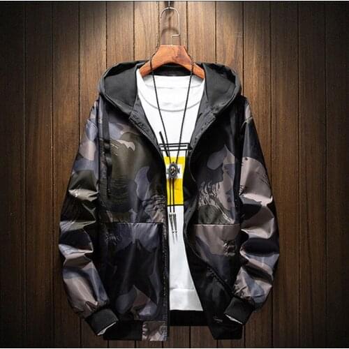 2021 Spring Autumn Men Reversible Running Jacket Coats Casual Solid Color Windbreaker Cycling Hooded Zipper Windproof Outwear