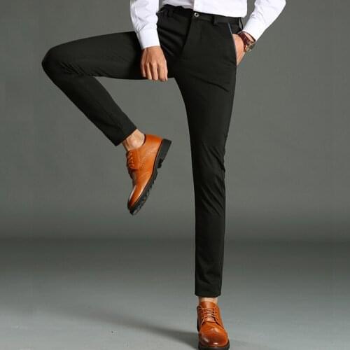 2021 Winter Men Warm Casual Pants Business Fashion Knitting Elasticity Slim Thick Trousers Male Brand Clothes