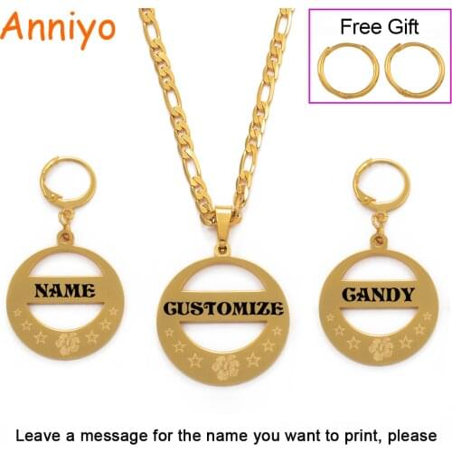 Anniyo Customize Name Jewellery Sets Hawaiian Pendant Necklaces Earrings Micronesia Marshallese Guam Custom Name African #152721