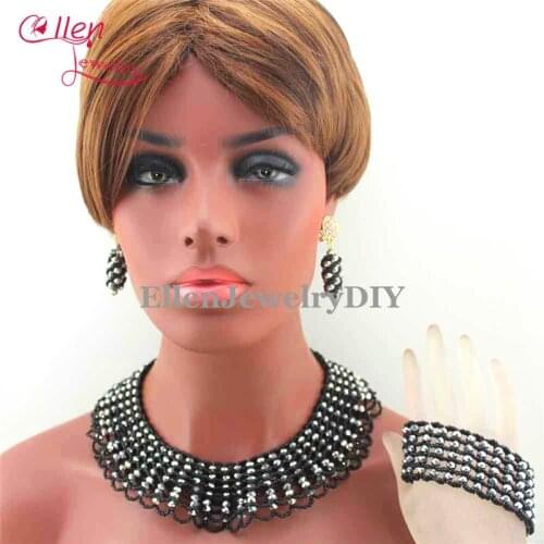 New Crystal Beads Traditional African Wedding Nigerian Beads Jewelry Set For Women Free Shipping E1177