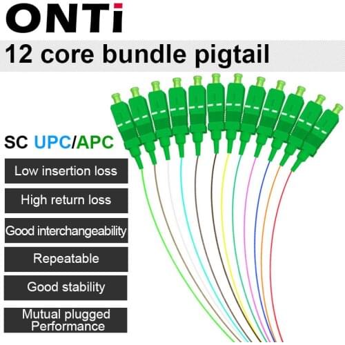 ONTi 12 Colors SC APC/UPC Pigtail-SM(9/125) Fiber Optical Patch Cord/Pigtail 1M fanout LC/UPC fiber optic Pigtails SM simplex