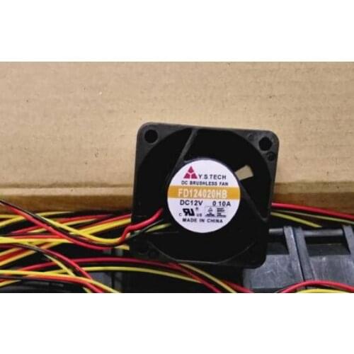 Wholesale: original FD124020HB 4020 4cm 12V 0.1A three-wire speed measuring double bead mute fan