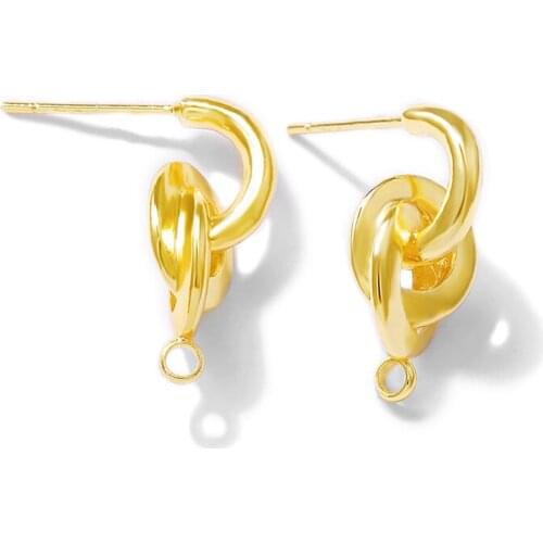 Factory Wholesale Gold Color Brass Stud Earrings With S925 SLIVER PIN Earring Jewelry Making Supplies Diy Accessories