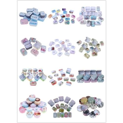 1PCS Portable Pill Box Metal Tin Jar Boxes Round / Square Small Medicine Case Moisture-proof Outdoor Travel Pill Box 12 Styles