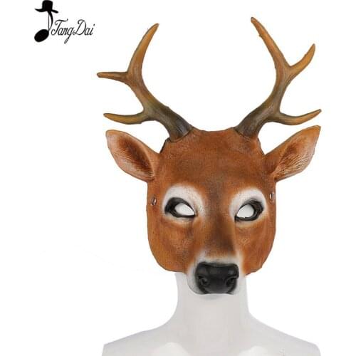 Christmas Reindeer 3D Animal Realistic Halloween Party Pu Foam Latex Deer Head Mask halloween anime cosplay