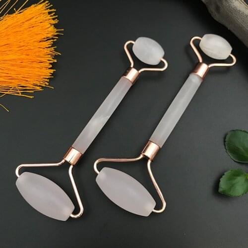 Pink Natural Jade Roller rose quartz Double-headed Massager for Face Gua Sha Scraper Face Roller Facial Beauty Skin Care Tools