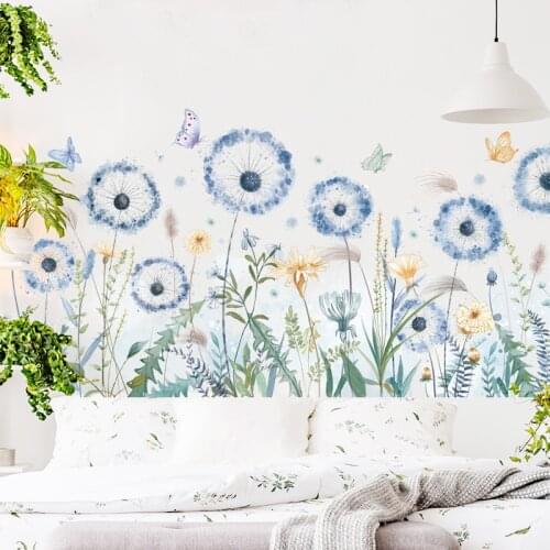 DIY Dandelion Vinyl Wall Sticker Butterflies Flower Skirting Line Decoration Wallstickers Living Room Bedroom pegatinas de pared