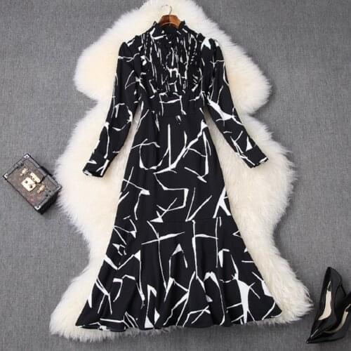 Sexy Dress club Spring 2021 new Superior quality printing Women Slim grace long dress summer Full sleeve ladies party dresses