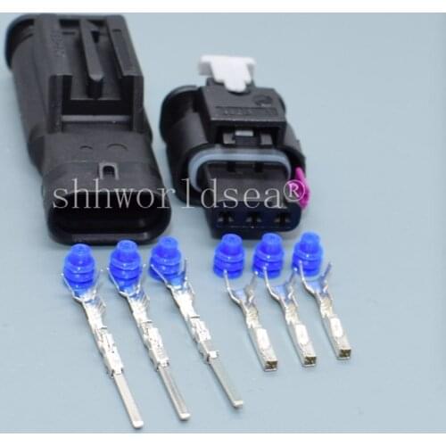 Shhworldsea 4/10/50/100sets 3 pin auto electronic automotive waterproof connector 1718653-1 for VW Audi 4F0973703A 4F0973703