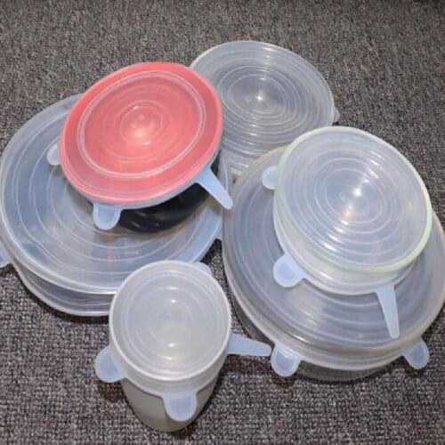 6pcs/set Silicone Lids stretch Durable Reusable Food Save Cover sealing wrap Heat Resisting Fits All Sizes of Containers