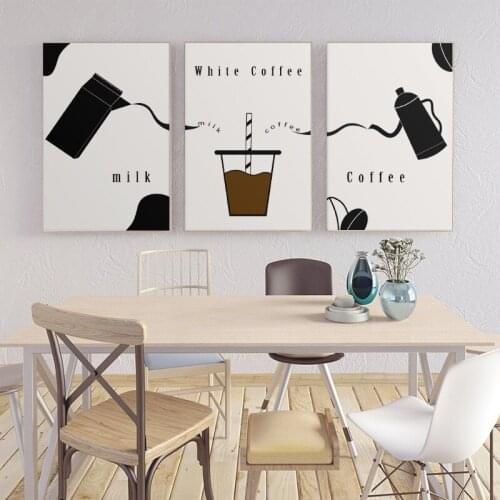 Nordic Coffee Milk Pictures Art Print and Poster Abstract Modern Canvas Painting for Restaurant Cafe Kitchen Wall Decoration