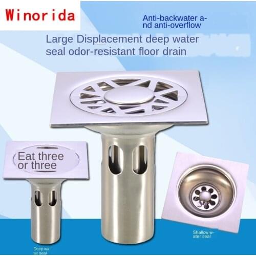 Stainless Steel Floor Drain Drain Deodorant Core Three Way Toilet Shower Balcony Deodorant Washing Machine Floor Drain All Steel