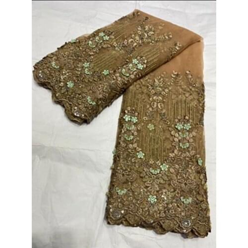 High Quality Nigerian Wedding Lace Fabric Latest African Laces French Net Lace Fabric With Beads 3D Flower For Dress YYN65