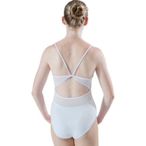 White Cotton/Lycra Mesh Camisole Dance Leotard with Back Hole Pink Girls Ballet Dancewear Blue Ladies Bodysuit