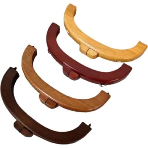 20X6cm nature brown black red coffee four colors handmade solid wooden purse frame obag accessories parts screws wood bag handle