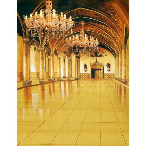 VinylBDS Luxury Gallery Wedding Studio Photography Background Luxury Gallery Crystal Chandeliers Golden For Lovers