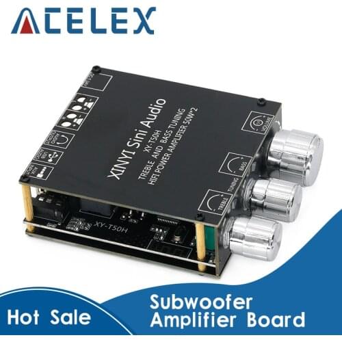 XY-T50H TPA3116D2 2*50W Bluetooth 5.0 Subwoofer Amplifier Board 2.0 Channel High Power Audio Stereo AUX USB Bass AMP