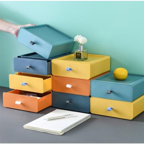 21/20/8 Solid Color Storage Box Dustproof Desktop Finishing Drawer Type Covered Multi-layer Household Table Top Containing