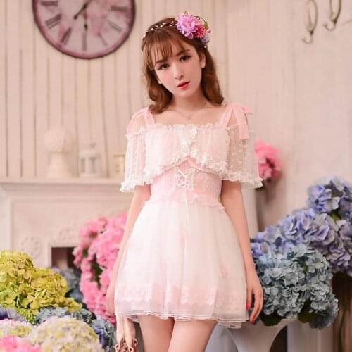 Candy rain 2020 summer fashion women girls cute solid color pink lace dress short sleeve knee length slim casual dress C16AB6033