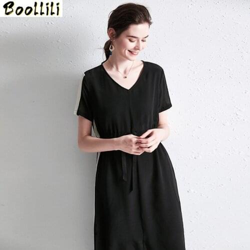 Boollili Summer Dress Women 100% Real Silk Plus Size Women Party Dress Elegant Midi Dress Women Clothes Ladies Dresses